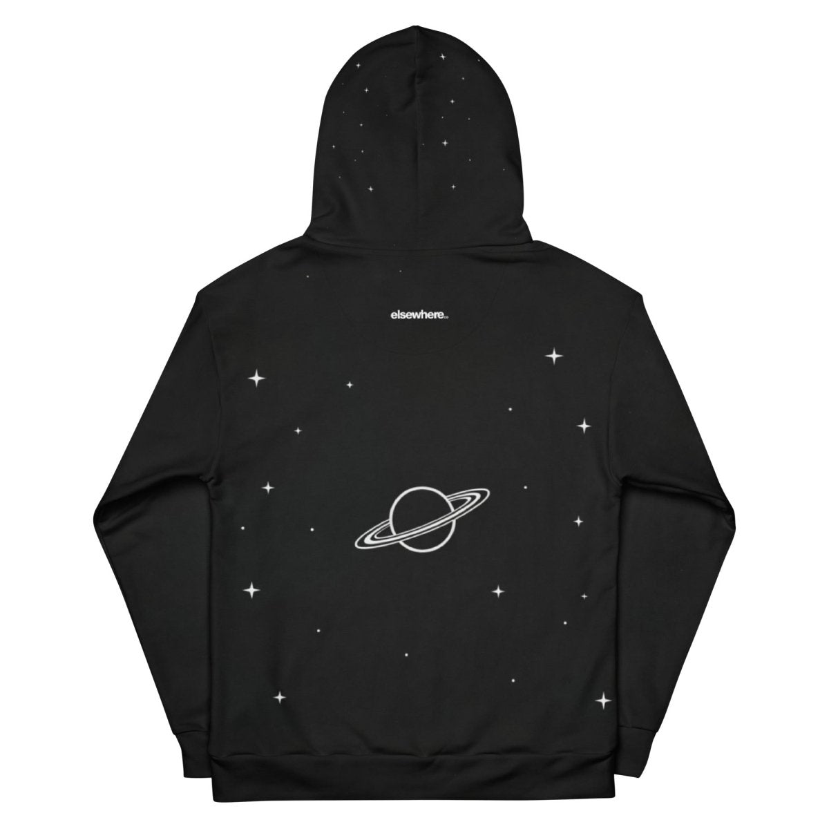 Elsewhere Co Black Hoodie Cosmos Full Print