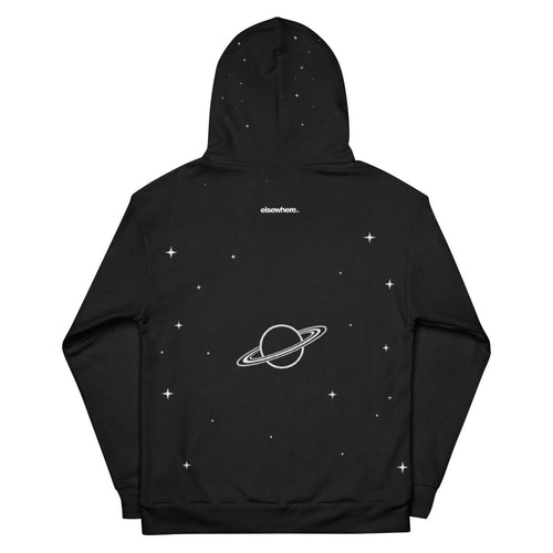 Elsewhere Co Black Hoodie Cosmos Full Print