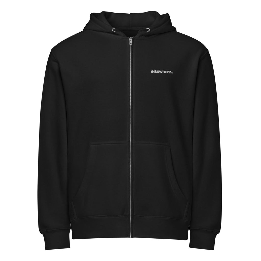 Premium full zip Minimalistic Black Hoodie Rose Embroidered