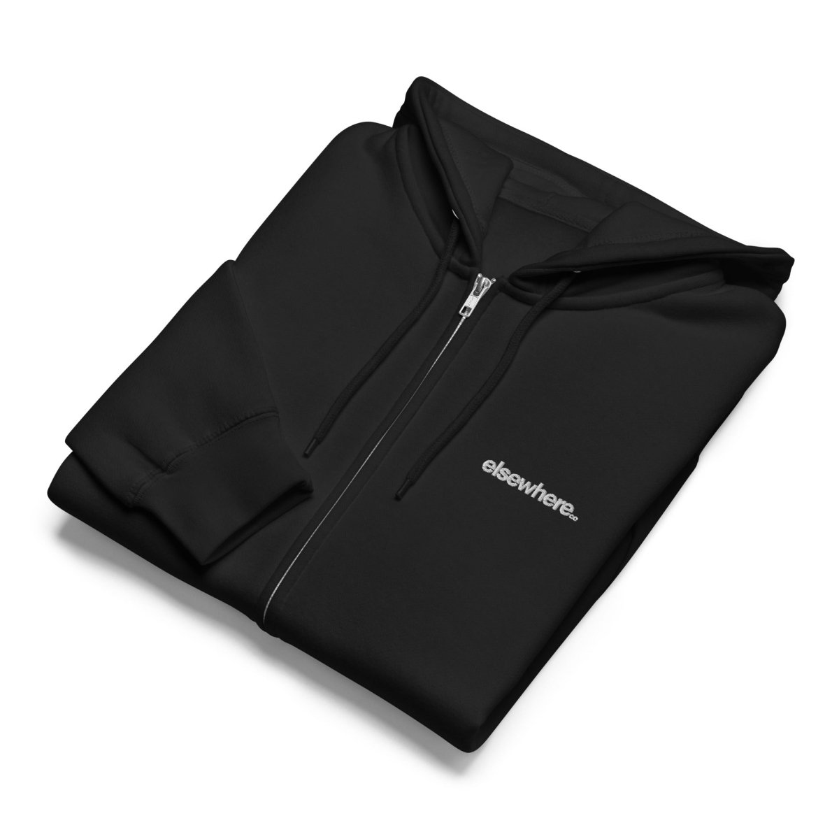 Premium full zip Minimalistic Black Hoodie Rose Embroidered