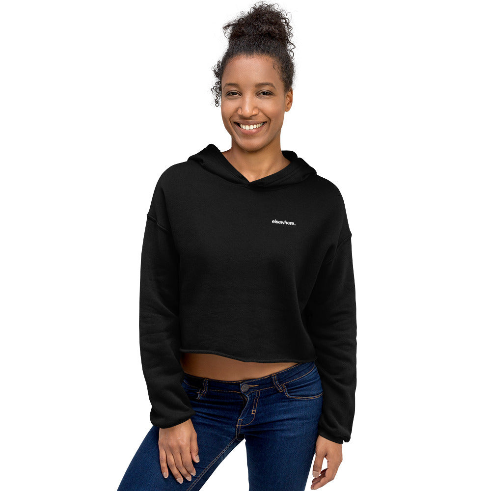 Women's Black Crop Hoodie Back Star Print